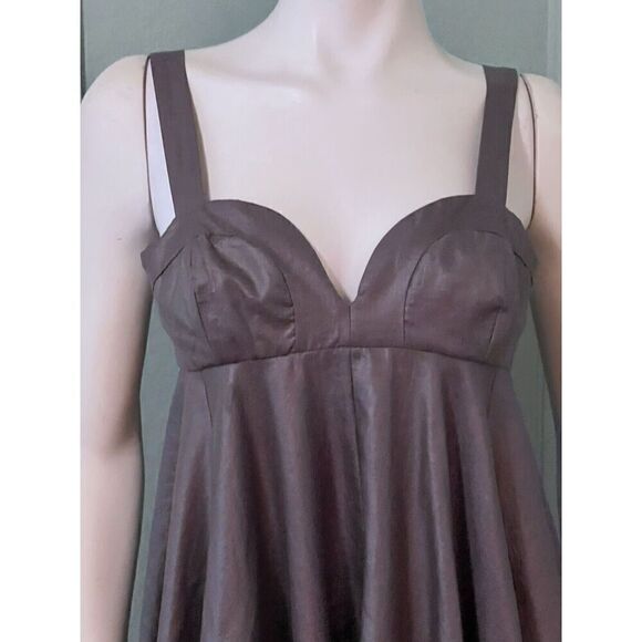 TopShop Womens Size 8 Swing Skirt Tank Dress Shimmery Gray Bra Style Bodice NWT - Picture 3 of 8